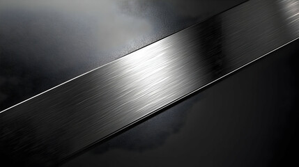 Poster - A close-up of a polished metallic surface reflecting light against a dark background.
