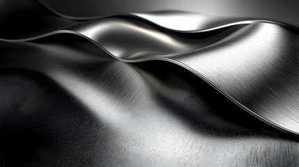 Poster - Abstract metallic waves creating a smooth, reflective surface.