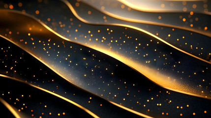 Poster - A mesmerizing wave-like surface with golden highlights and sparkling particles.