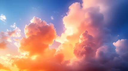 Canvas Print - Photo Dramatic Sunset Sky Cloudscape Orange Pink Blue