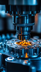 Poster - detailed close up of precision machine calibrating medical device