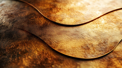 Poster - Abstract wavy lines on a textured golden surface, evoking warmth and elegance.