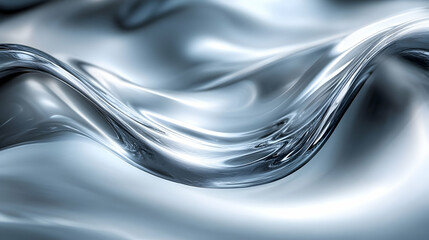 Poster - A close-up of smooth, flowing silver liquid, creating a sense of tranquility and elegance.