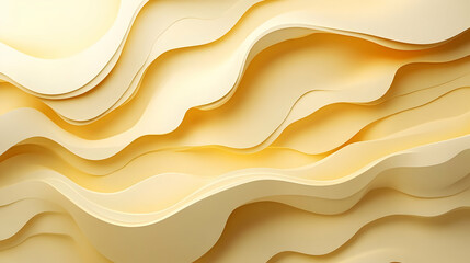 Poster - Abstract wavy layers in soft yellow tones create a soothing visual texture.
