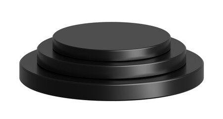 Leinwandbilder - PNG Black podium isolated on transparent background. Empty product presentation pedestal display stand.