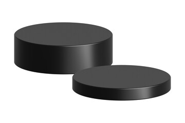 Fototapete - PNG Black podium isolated on transparent background. Empty product presentation pedestal display stand.