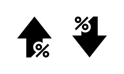 Poster - Up and down percent arrow icon. Percentage growth and decline arrows sign symbol