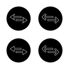 Poster - Transfer, exchange arrow outline icon set on black circle. Swap, two arrows sign symbol