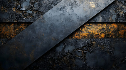 Poster - Abstract textured metal surface with contrasting colors and patterns.