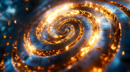 Poster - A vibrant spiral of glowing energy, suggesting motion and depth in a digital landscape.