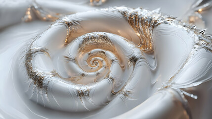 Poster - A detailed, swirling fractal pattern resembling a spiral shell with intricate textures.