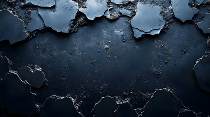 Poster - A textured surface with dark, peeling layers resembling worn-out paint or metal.