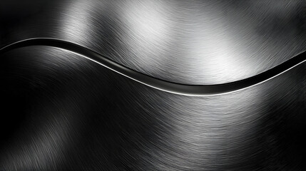 Poster - Abstract metallic surface with smooth curves and reflections.