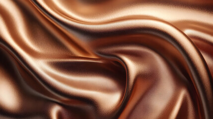 Poster - A close-up of smooth, shiny bronze fabric exhibiting elegant folds and reflections.