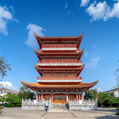 Wall Mural - The pavilions in the small town of Nisu, where the Mengzi Yi people live, in Yunnan, China.