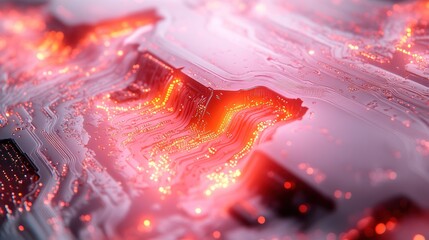 Poster - A digital AI chip design featuring glowing lines, intricate details, and a cutting-edge tech aesthetic, on solid white background, single object