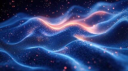 Poster - a futuristic dynamic blue background with flowing lines and gradient textures, creating a sleek, hig