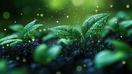 Poster - a green technology background combining eco-friendly visuals with high-tech design, representing sus