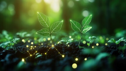 Poster - a green technology background combining eco-friendly visuals with high-tech design, representing sus