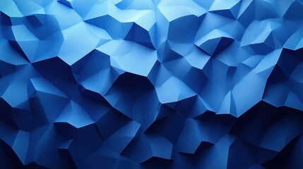 Poster - A minimalist blue geometric background with clean, sharp polygonal patterns and subtle gradients