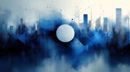 Poster - Abstract blue geometric texture design with dynamic motion lines and minimalist shapes