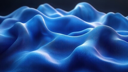 Poster - Abstract blue wave patterns with vibrant textures and a sleek digital design