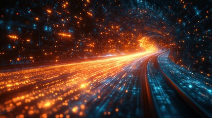 Poster - Abstract digital speed with AI technology, blending fast motion effects with advanced technological designs