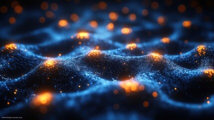 Poster - AI-enhanced dynamic blue background with intricate neural patterns and futuristic motion effects