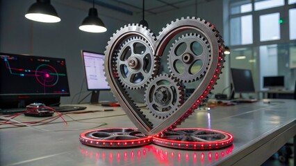 Poster - metal heart made of gears