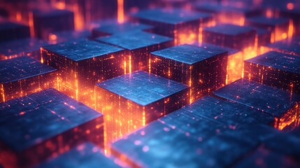Poster - AI-generated blue geometric shapes background with neural network-inspired patterns and glowing accents