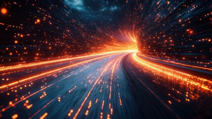Poster - AI-powered fast networks concept with abstract speed visuals and a focus on advanced connectivity