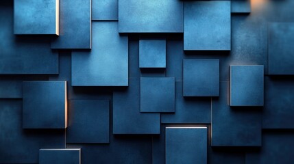 Poster - Blue geometric shapes background with motion effects and a clean, futuristic design