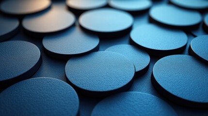 Poster - Dynamic blue geometric shapes with 3D textures and gradient lighting for a bold and modern visual