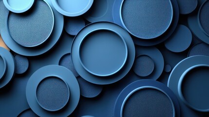 Poster - Dynamic blue geometric shapes with 3D textures and gradient lighting for a bold and modern visual