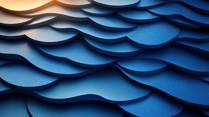 Poster - Dynamic blue geometric shapes with 3D textures and gradient lighting for a bold and modern visual