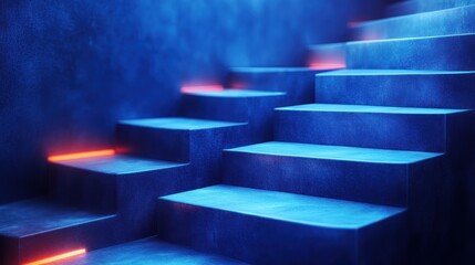 Poster - Dynamic blue geometric shapes with 3D textures and gradient lighting for a bold and modern visual