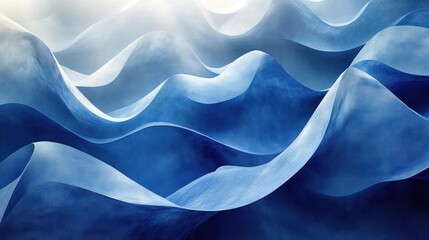 Poster - Elegant blue abstract pattern with minimalist geometric shapes and light gradient effects