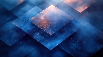 Poster - Elegant blue abstract pattern with minimalist geometric shapes and light gradient effects
