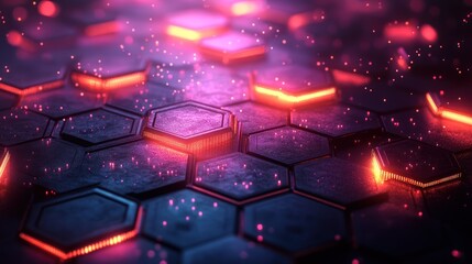 Poster - Gradient hexagonal technology design with smooth transitions and elegant futuristic patterns