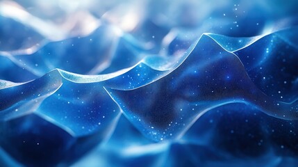 Poster - High-tech blue geometric shapes with interconnected lines and professional abstract design elements