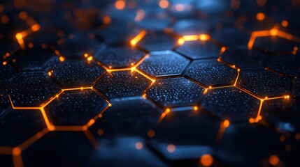 Poster - High-tech hexagonal grid background featuring abstract connections and a clean, modern style