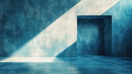 Poster - Minimalist blue concrete texture with transparency and a clean, sleek aesthetic