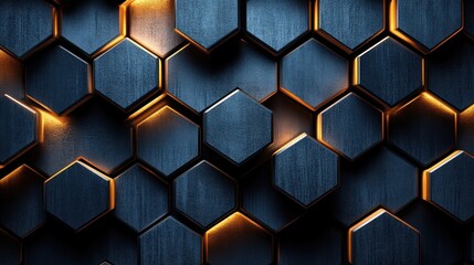 Poster - Minimalist hexagonal abstract pattern with clean lines and subtle textures for a sleek design