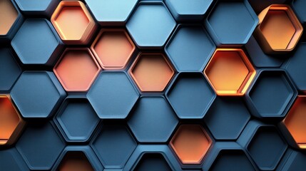 Poster - Minimalist hexagonal abstract pattern with clean lines and subtle textures for a sleek design