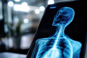 Poster - detailed x-ray image highlighting human skeletal structure and spine alignment