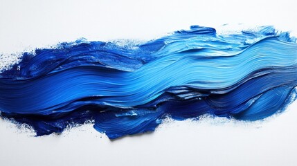 Poster - Modern blue brush stroke art with vibrant colors and layered textures for a bold, artistic effect, on solid white background, single object