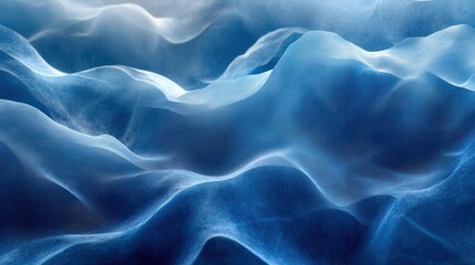 Poster - Organic blue geometric background blending natural curves with abstract polygonal patterns