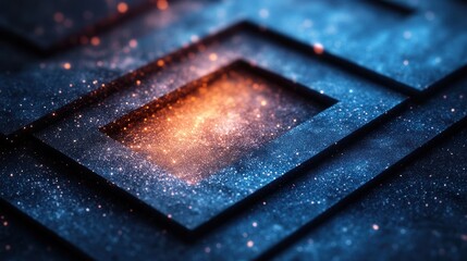 Poster - Quantum blue geometric background design with complex, layered shapes and vibrant gradient textures