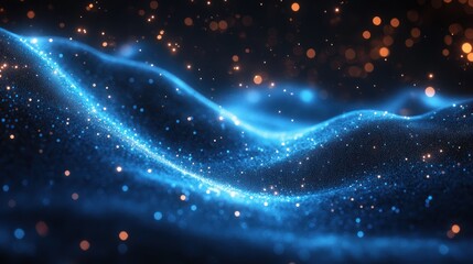 Poster - Quantum dynamic blue background concept combining futuristic energy flows with advanced geometric patterns