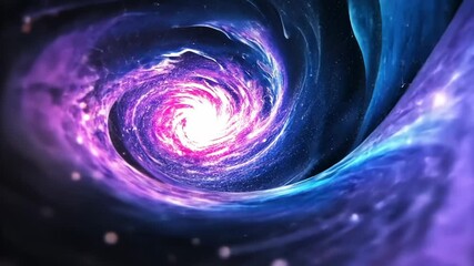 Wall Mural - spiral galaxy with a bright purple and blue swirl. the galaxy is filled with stars and has a bright 